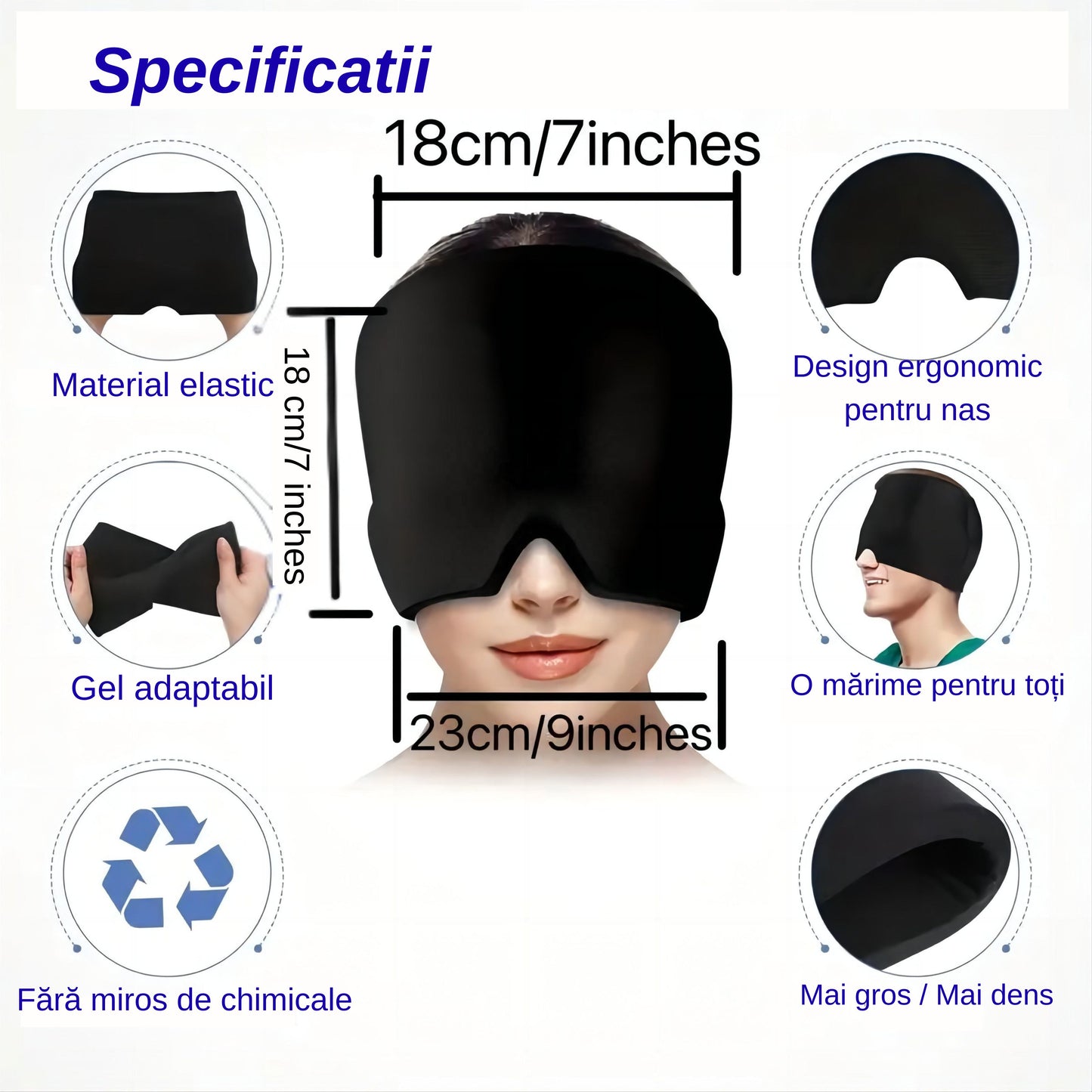 MigraCalm - Mască cu Gel  pentru Migrene și Dureri