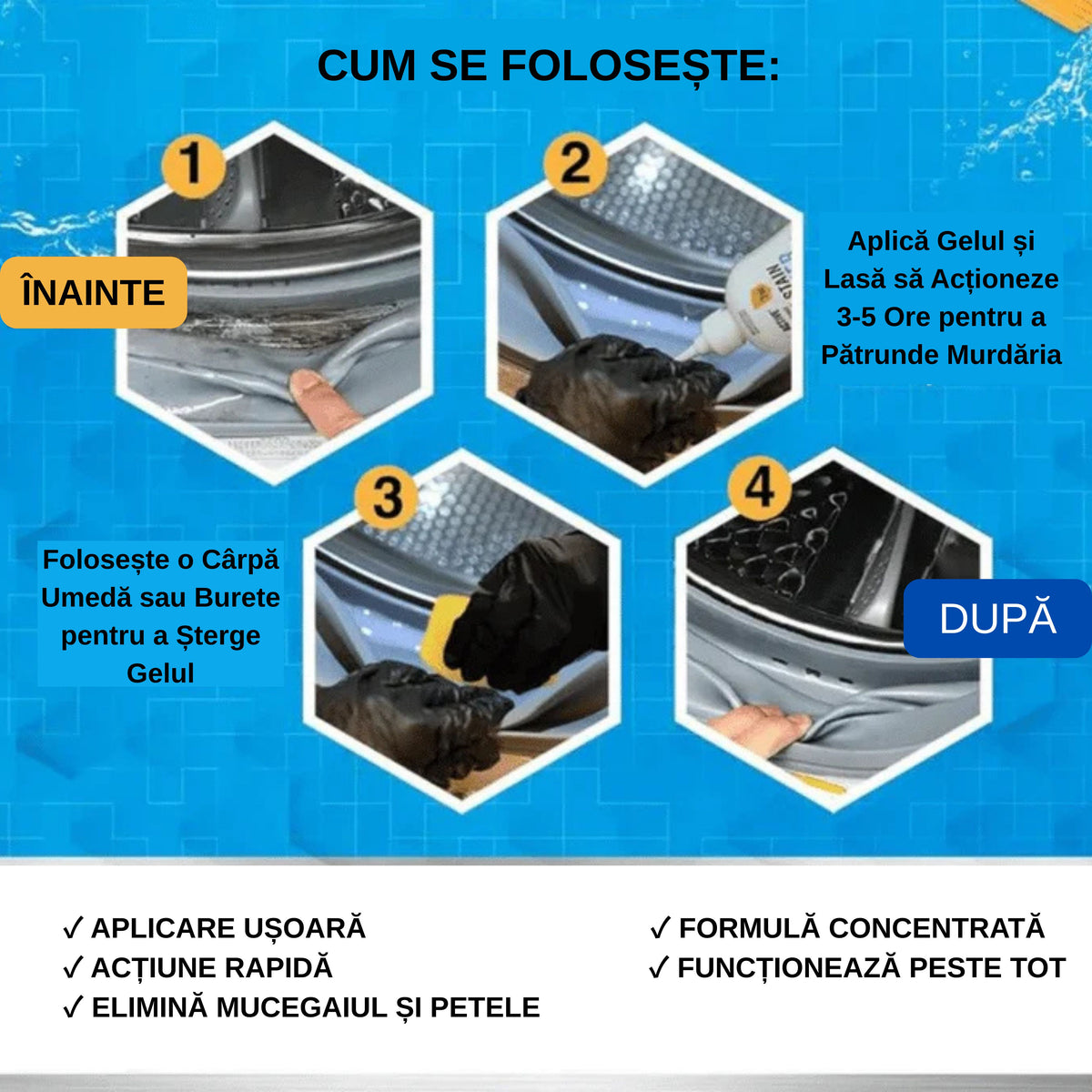 🔥 Gel îndepărtare mucegai  –  (100ml gel concentrat + perie cadou pentru locuri greu accesibile)