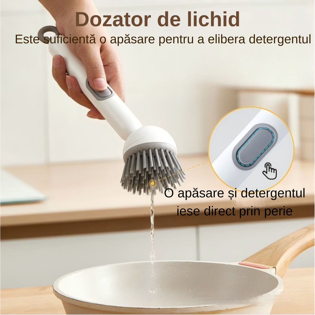 🍳REDUCERE 50%! 🧽Perie Smart Clean – Zero Contact cu Detergentul, Mâini Îngrijite - Mâner lung, curățare fără efort 💦