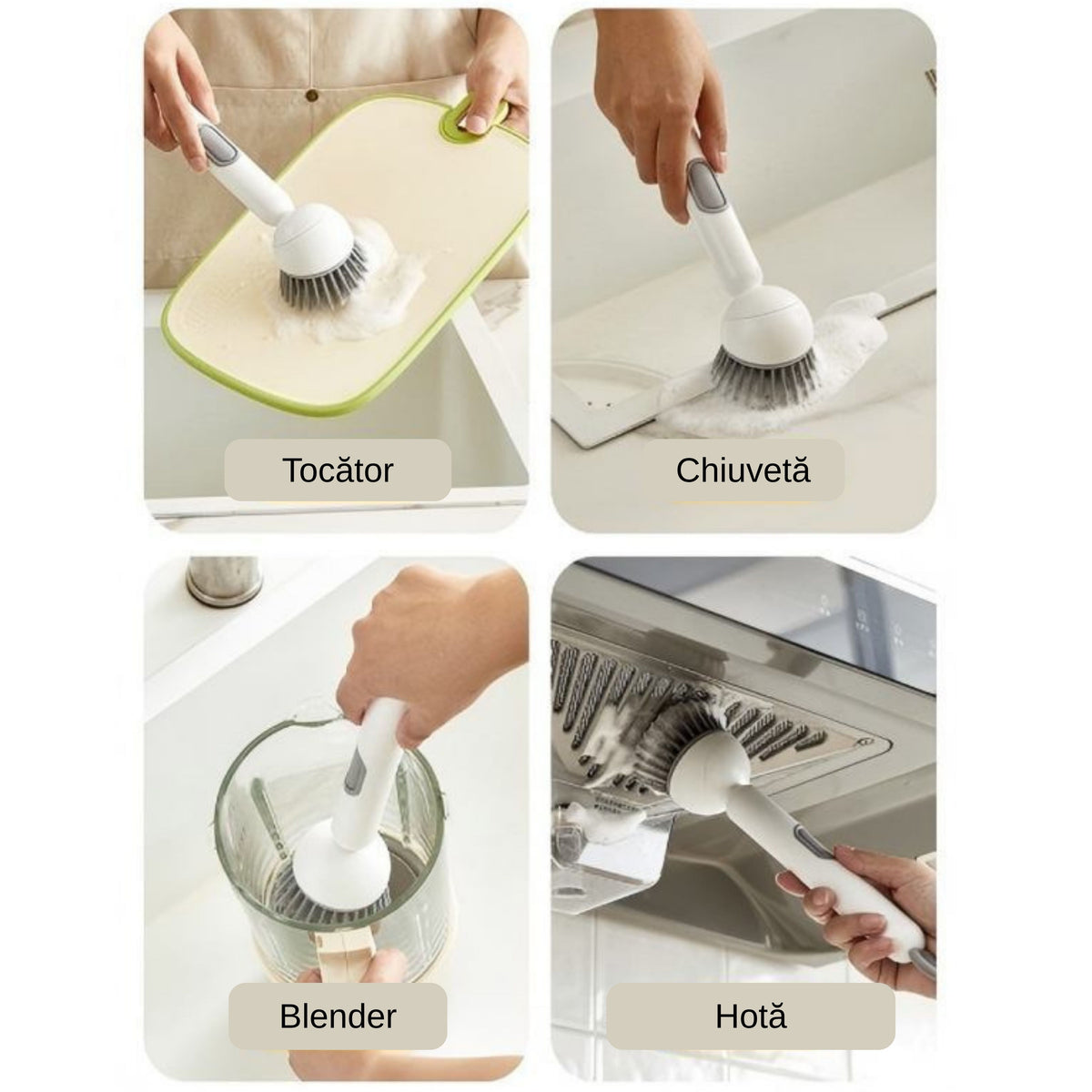 🍳REDUCERE 50%! 🧽Perie Smart Clean – Zero Contact cu Detergentul, Mâini Îngrijite - Mâner lung, curățare fără efort 💦