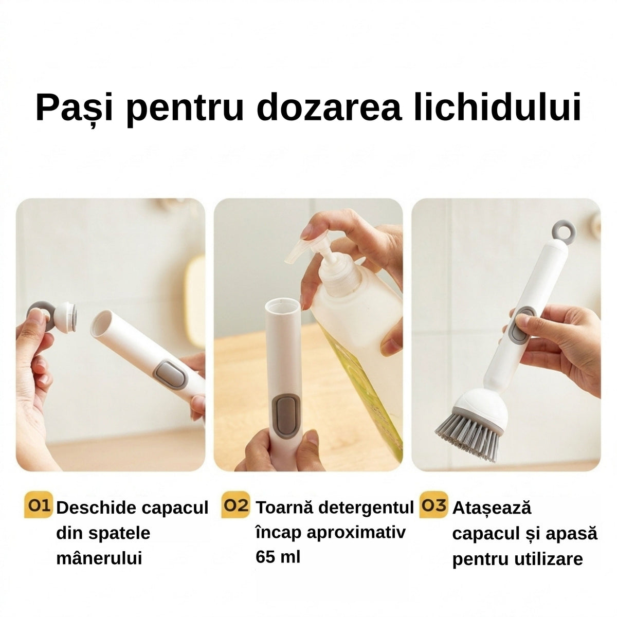 🍳REDUCERE 50%! 🧽Perie Smart Clean – Zero Contact cu Detergentul, Mâini Îngrijite - Mâner lung, curățare fără efort 💦