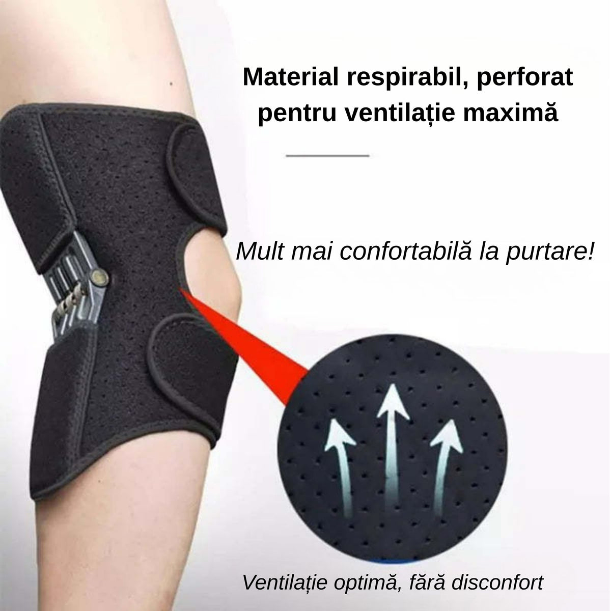 FlexSupport™ – Orteza pentru susținerea genunchiului. Suport și stabilitate, fixare reglabilă, material respirabil, NEGRU