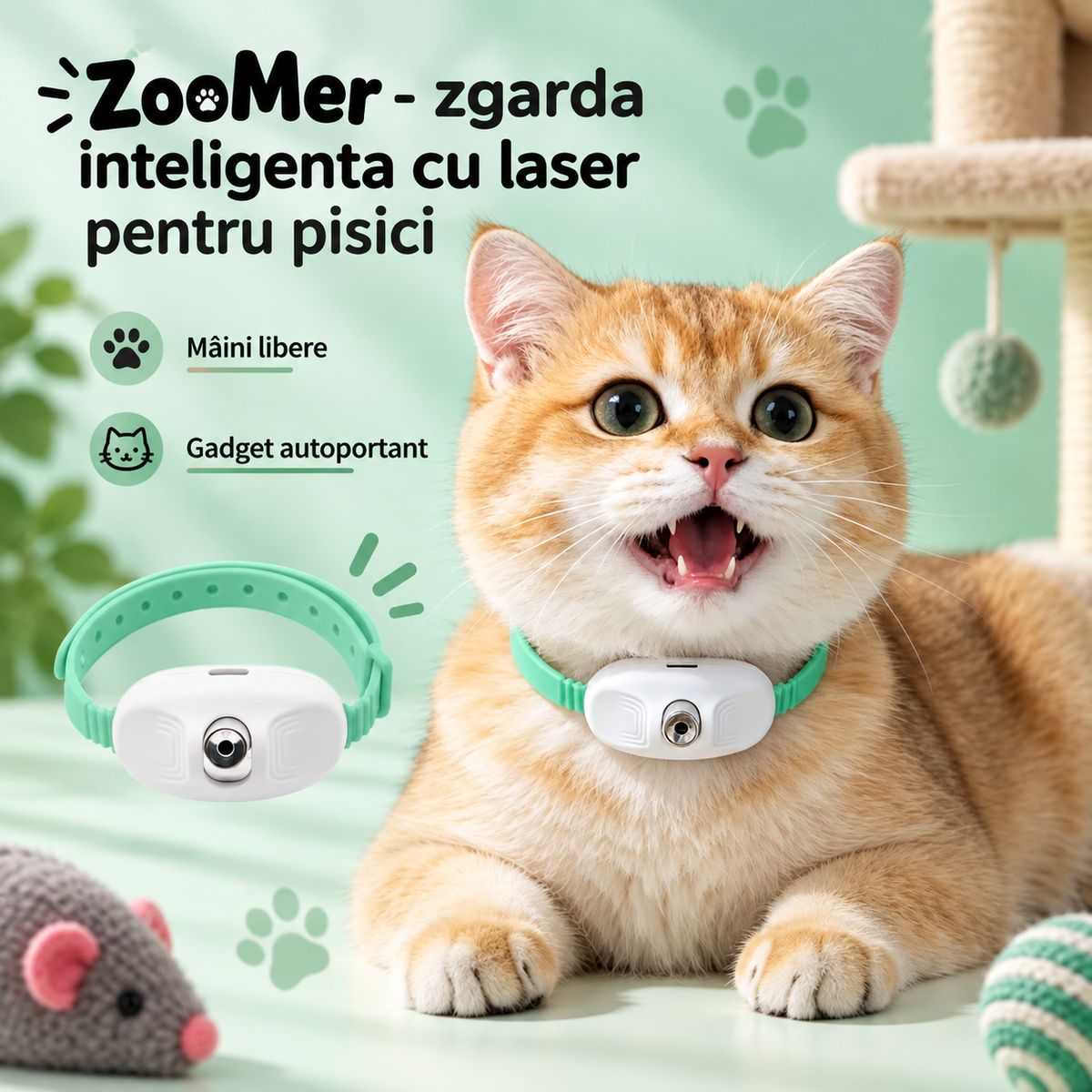 ZooMer - Zgardă interactivă cu lumină laser/LED