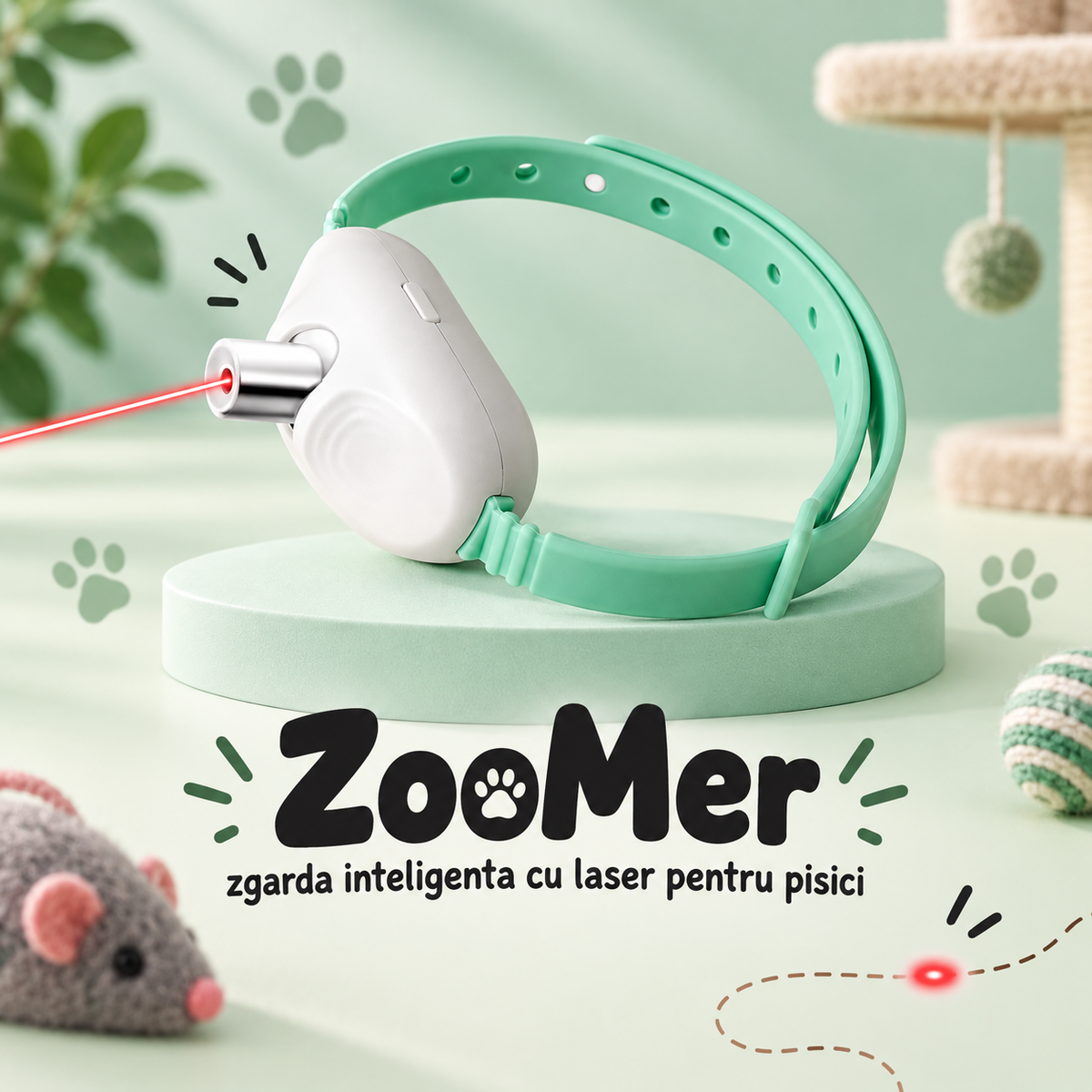 ZooMer - Zgardă interactivă cu lumină laser/LED