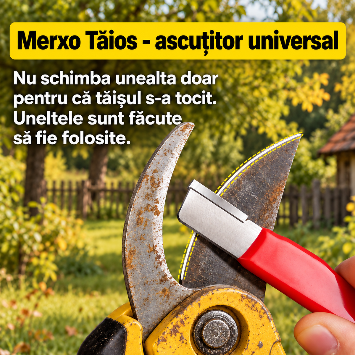 50% REDUCERE - Merxo Tăios™ - Ascutitor Universal de cutite,foarfece, unelte de gradina… 1+1 gratis