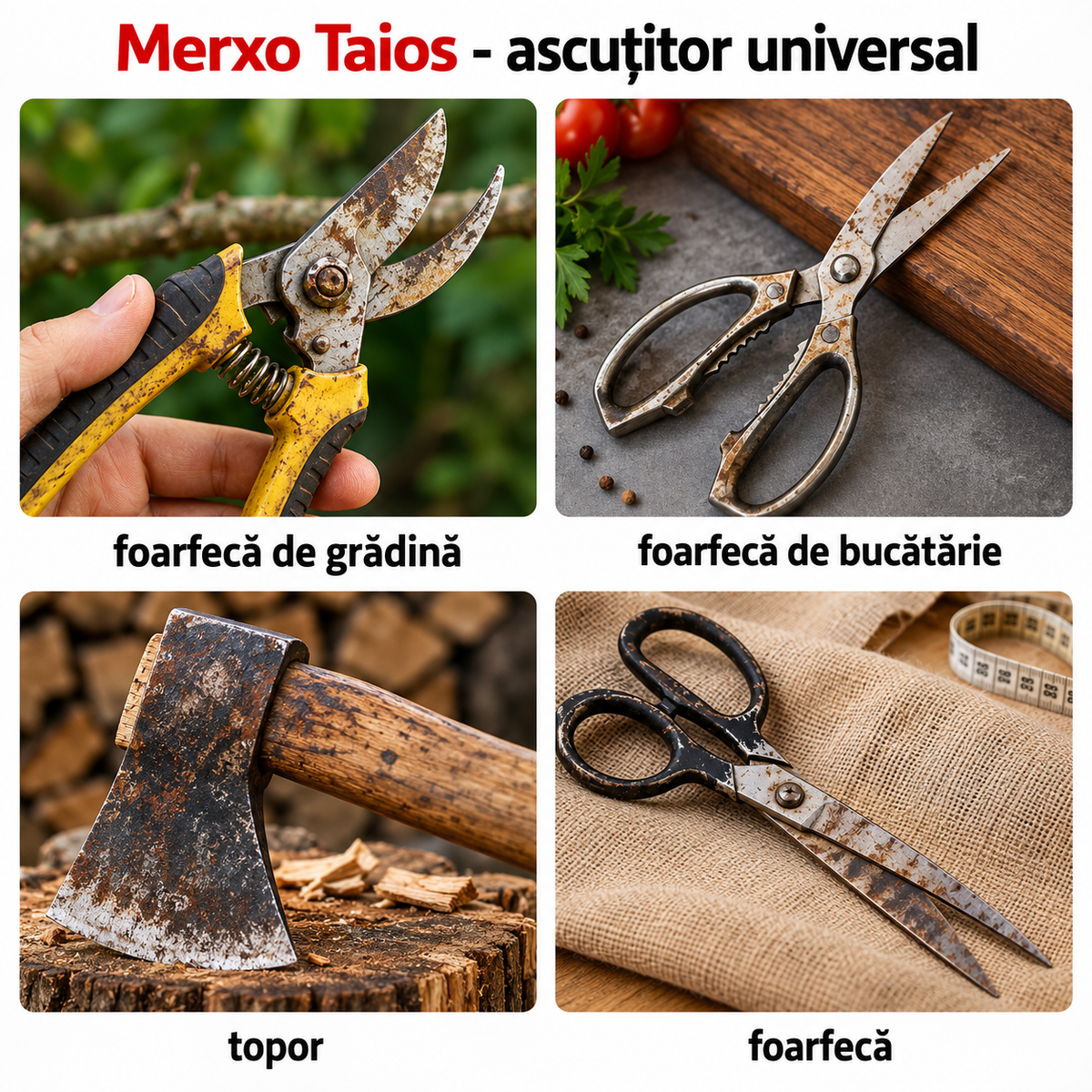 50% REDUCERE - Merxo Tăios™ - Ascutitor Universal de cutite,foarfece, unelte de gradina… 1+1 gratis