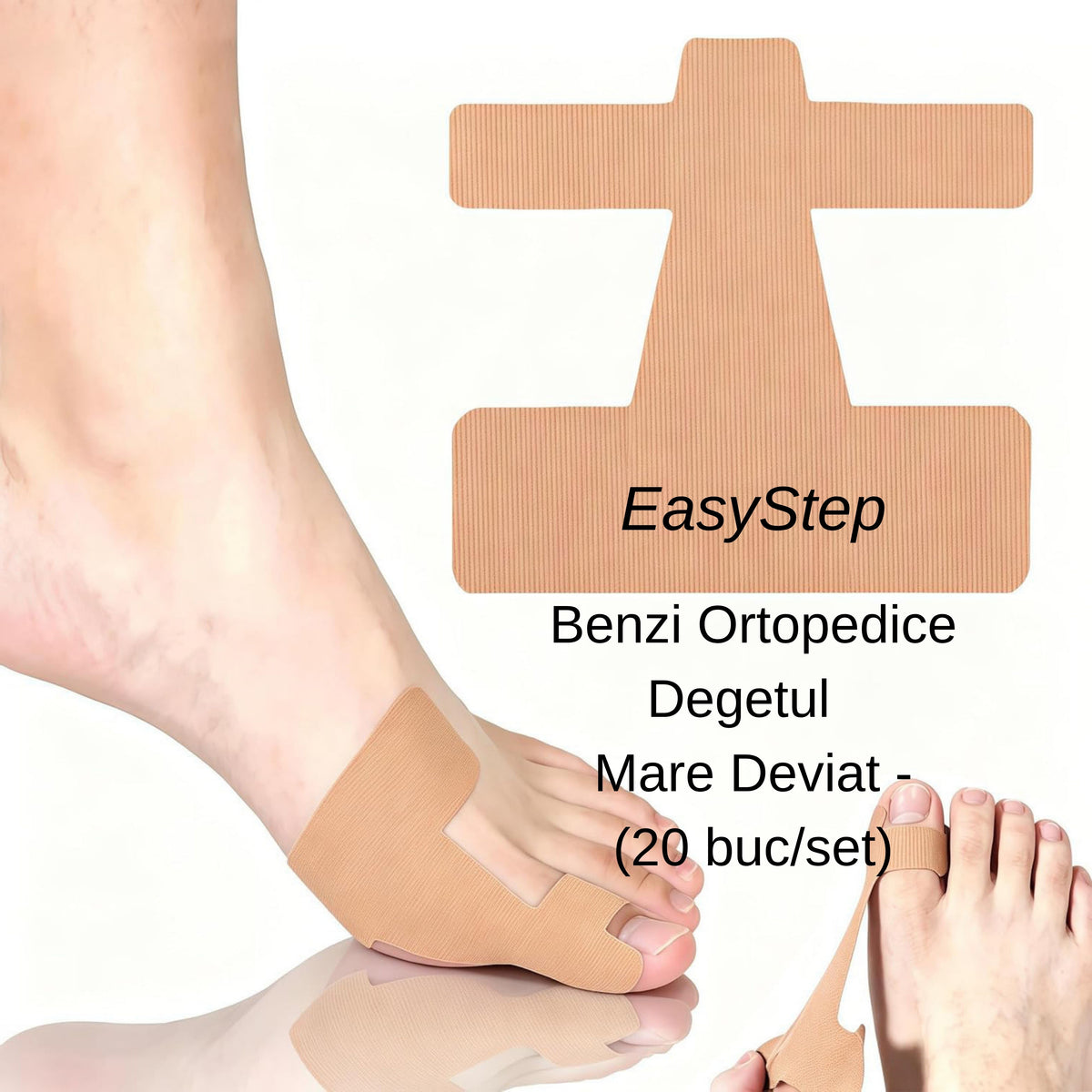 45% REDUCERE - EasyStep - Benzi Ortopedice Degetul Mare Deviat - (20 buc/set)