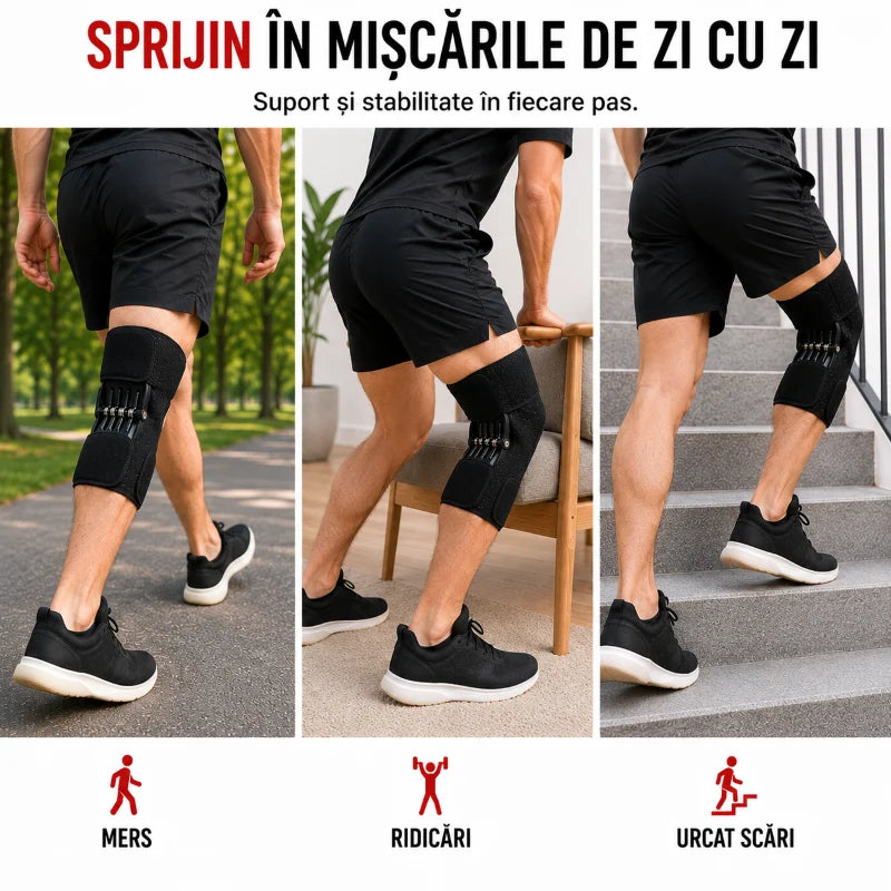 FlexSupport™ – Orteza pentru susținerea genunchiului. Suport și stabilitate, fixare reglabilă, material respirabil, NEGRU